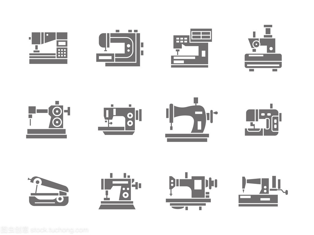 縫紉技術(shù)標志符號樣式矢量圖標設置